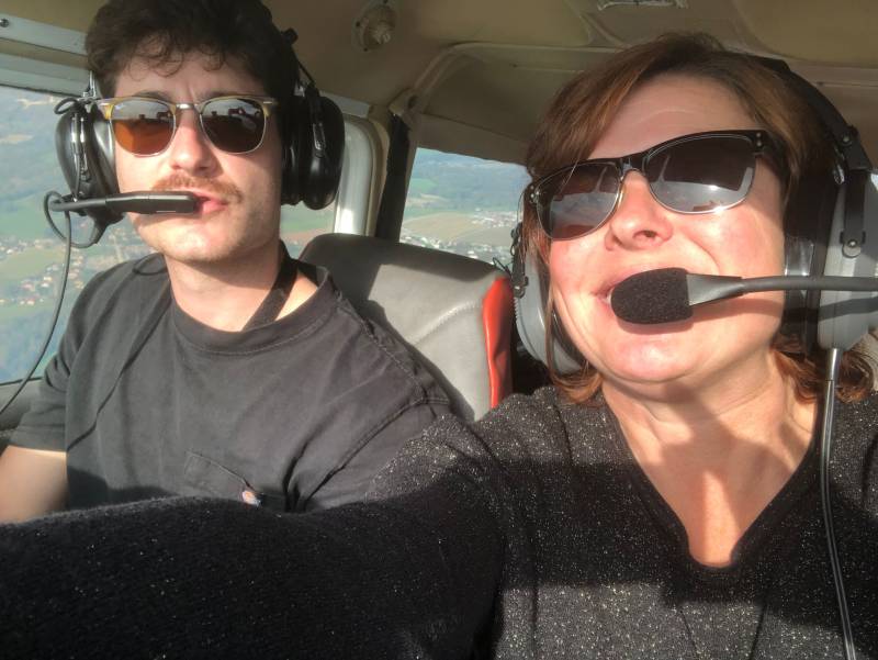 Selfie d'un pilote et d'un passager