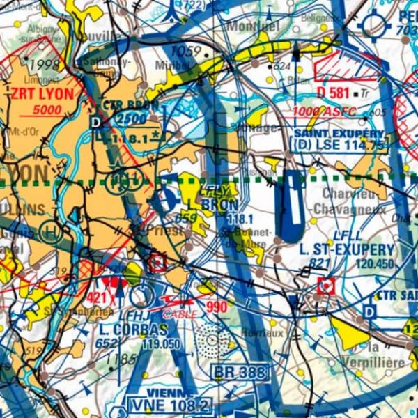 Carte aéronautique Lyon-Bron